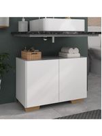 Gabinete Armário De Banheiro 62,5cm 2 Portas Com Pés Multimóveis Mp5046 Branco/natural