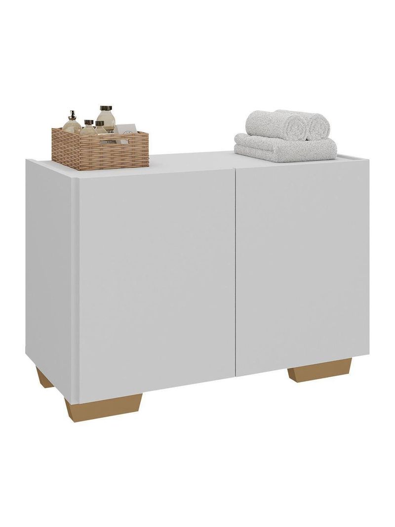 Gabinete Armário De Banheiro 62,5cm 2 Portas Com Pés Multimóveis Mp5046 Branco/natural
