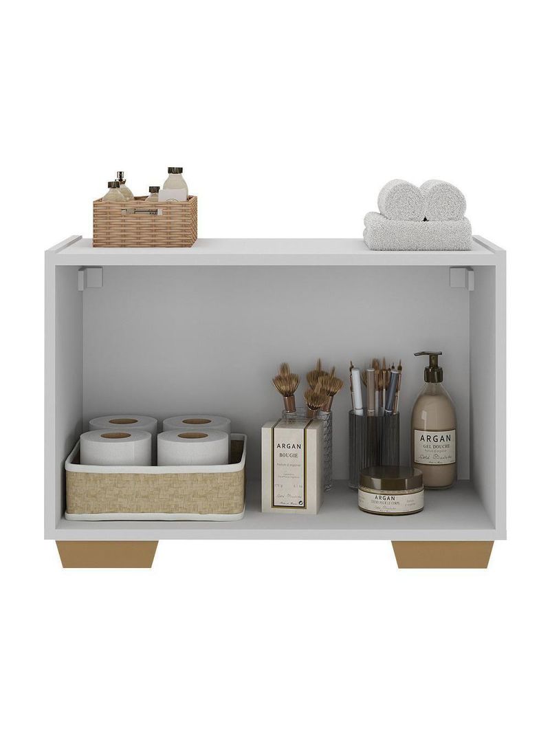 Gabinete Armário De Banheiro 62,5cm 2 Portas Com Pés Multimóveis Mp5046 Branco/natural