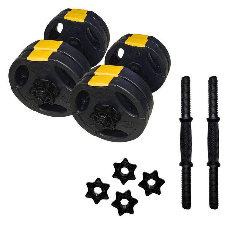 Kit Halteres Ajustável com Barra Até 15kg para Musculação em Casa Preto Ahead Sports