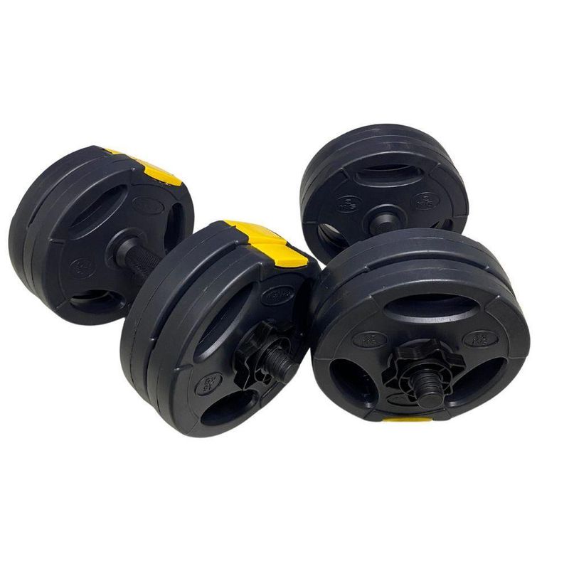 Kit Halteres Ajustável com Barra Até 15kg para Musculação em Casa Preto Ahead Sports