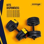 Kit Halteres Ajustável com Barra Até 15kg para Musculação em Casa Preto Ahead Sports
