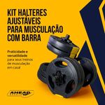 Kit Halteres Ajustável com Barra Até 15kg para Musculação em Casa Preto Ahead Sports