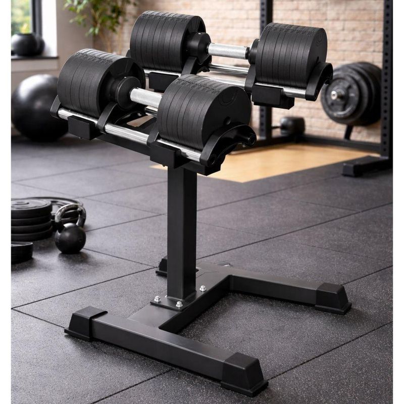 Kit Dumbell Ajustável 32kg Ahead Sports Com Suporte Rack