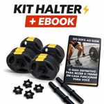 Kit Halteres Musculação Ajustável Com Barra Até 10 + Ebook