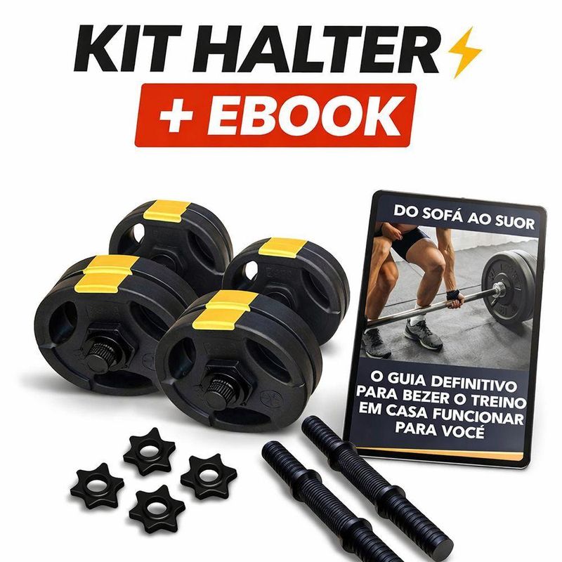 Kit Halteres Musculação Ajustável Com Barra Até 10 + Ebook