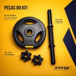 Kit Halteres Musculação Ajustável Com Barra Até 10 + Ebook