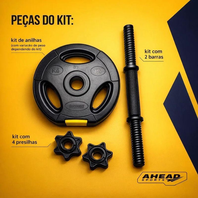 Kit Halteres Musculação Ajustável Com Barra Até 10 + Ebook