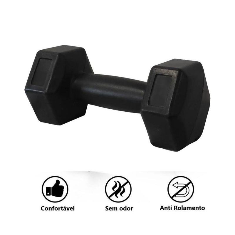 Halter Peso Dumbell Sextavado Bonafit 9kg Preto Ahead Sports