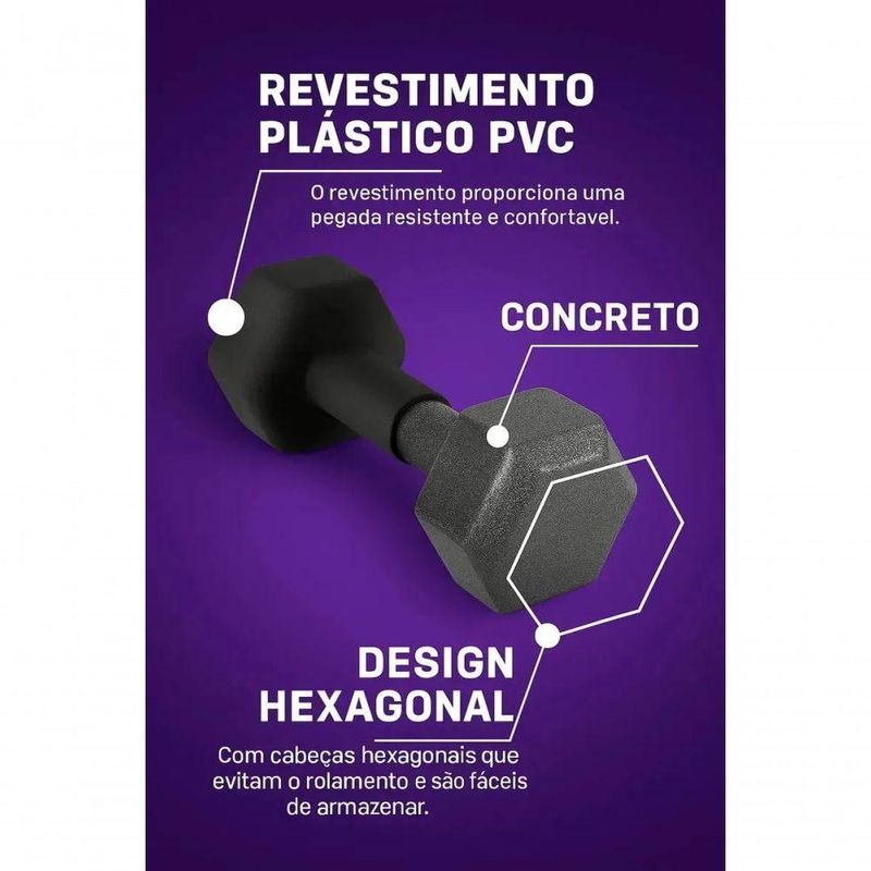 Halter Peso Dumbell Sextavado Bonafit 9kg Preto Ahead Sports