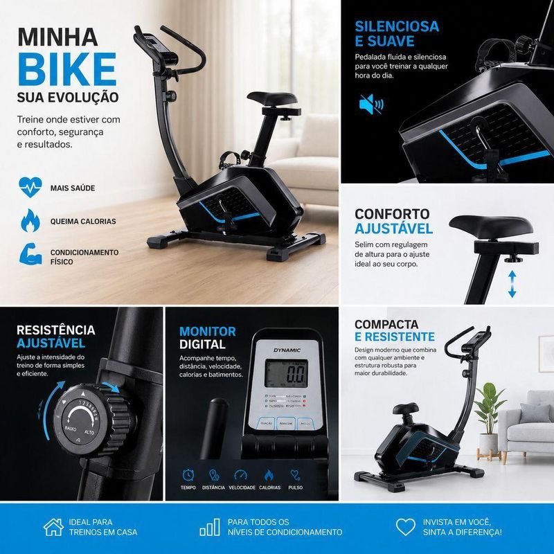 Bicicleta Ergométrica Ahead Sports Bonafit Vertical Silenciosa 8 Níveis Até 120kg Doméstica