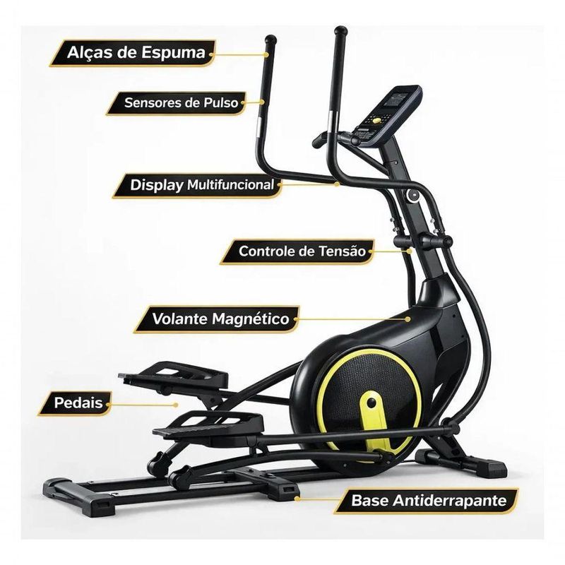 Elíptico Residencial Magnético Preto Bonafit Volante 6kg