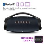 Caixa de Som Boombox Aiwa AWS-BBS-01-LBL 200W Bluetooth USB com Iluminação RGB Preto