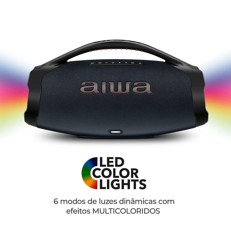 Caixa de Som Boombox Aiwa AWS-BBS-01-LBL 200W Bluetooth USB com Iluminação RGB Preto