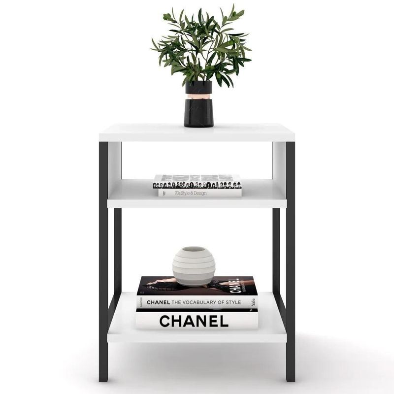 Mesa De Cabeceira Estilo Industrial Plaza L03 Branco - Mpozenato