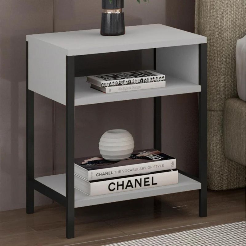 Mesa De Cabeceira Estilo Industrial Plaza L03 Branco - Mpozenato