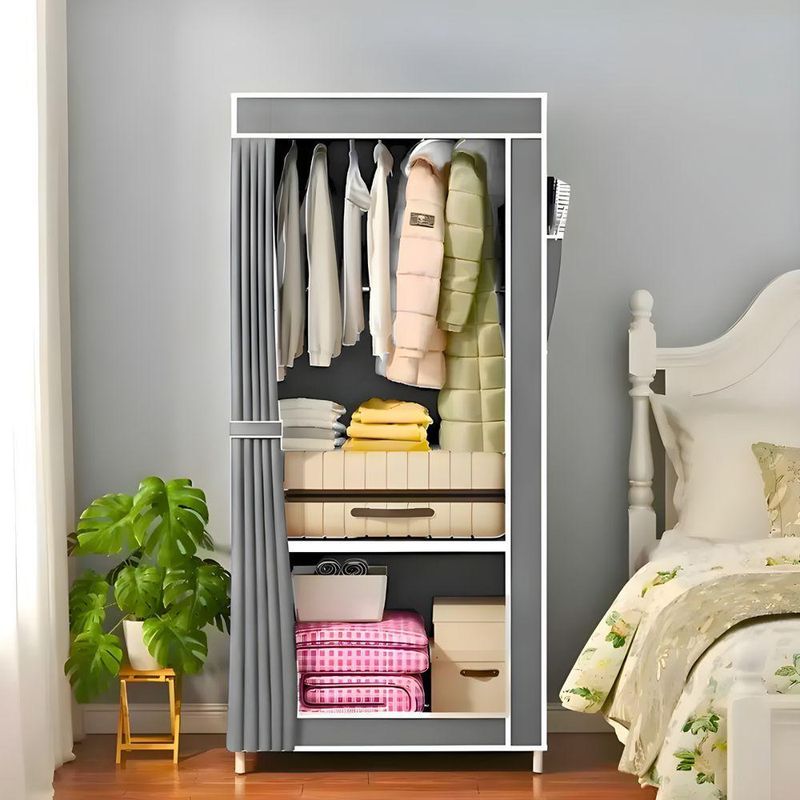 Closet Dobrável com Capa em Tecido Impermeável e Divisórias Internas Aço 56CM Cinza 146CM 44CM