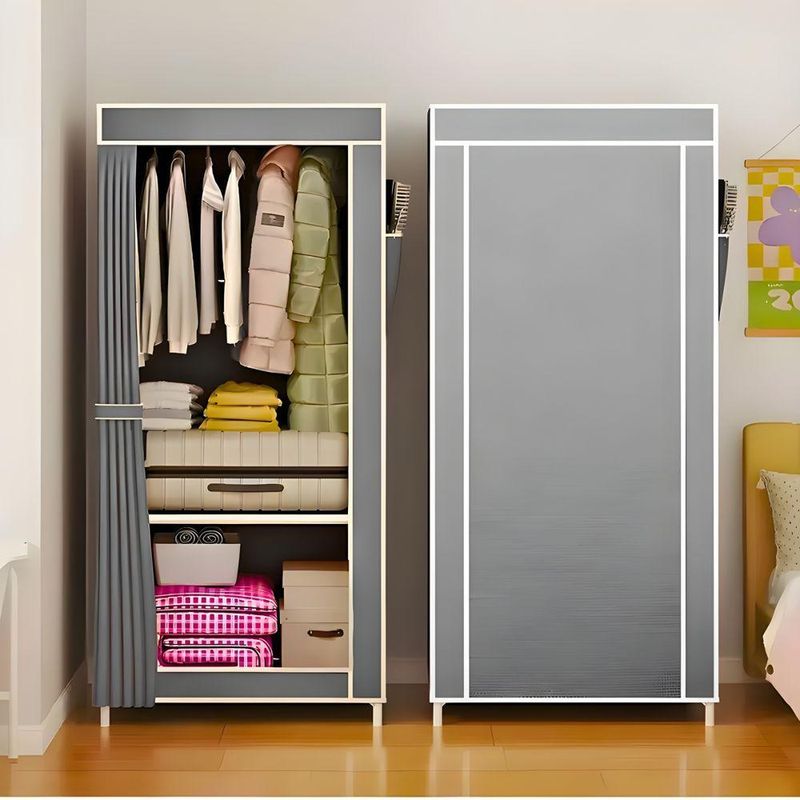 Closet Dobrável com Capa em Tecido Impermeável e Divisórias Internas Aço 56CM Cinza 146CM 44CM