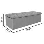 Calçadeira com Baú Livia 100CM Solteiro Corino Madeira Azul Marinho