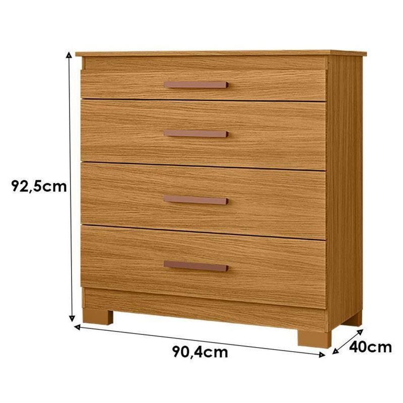 Cômoda 4 Gavetas New E Guarda Roupa Casal Imperial Carvalho Americano Tx -incorplac