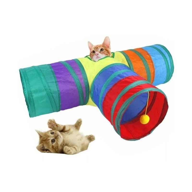 Túnel Colorido Para Gatos Em T