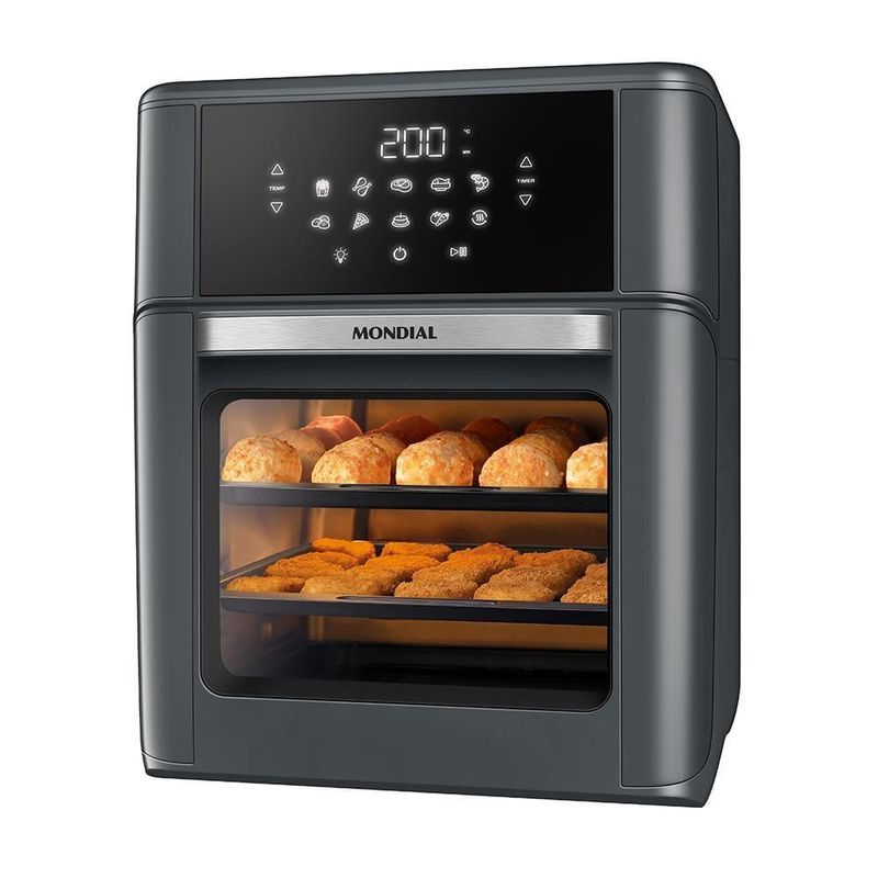 Fritadeira air fryer oven mondial afon-12l-fg 12l digital 2000w cinza