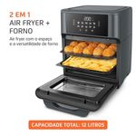 Fritadeira air fryer oven mondial afon-12l-fg 12l digital 2000w cinza