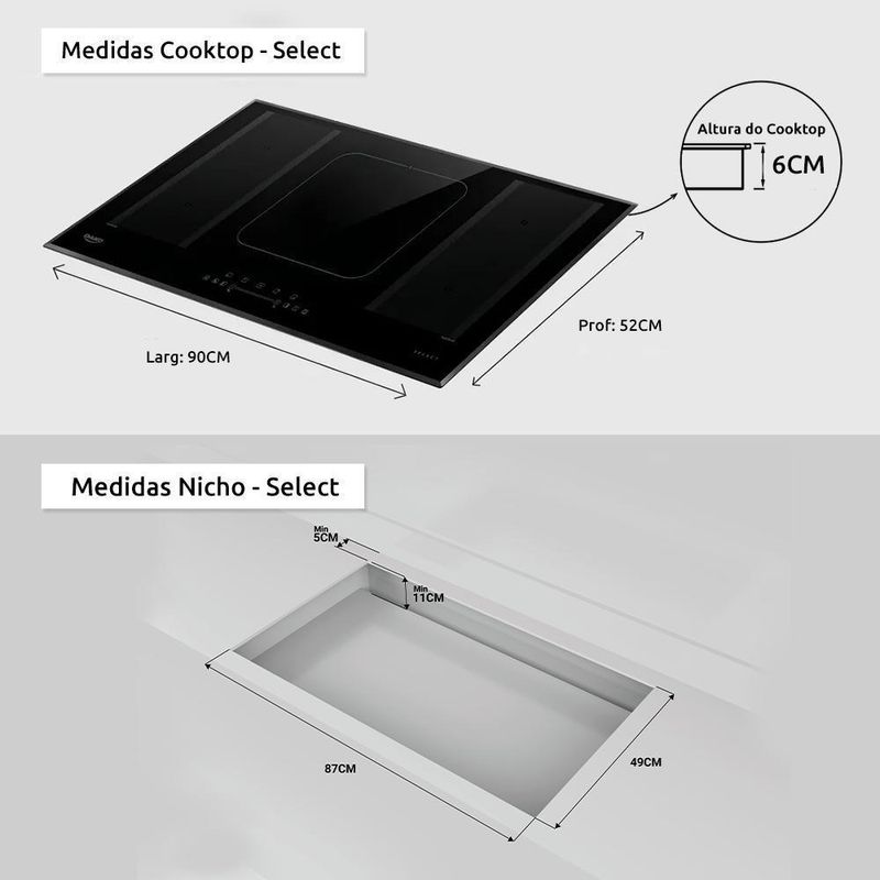 Cooktop De Indução 5 Bocas Dako Select C/ Zona Flexível 220V