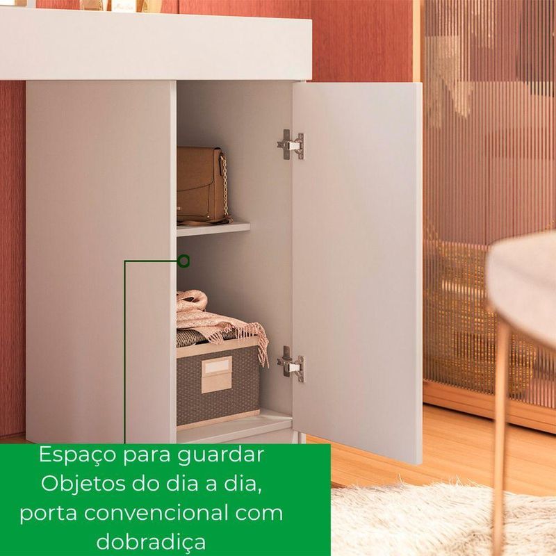 Escrivaninha Penteadeira Love 2 Gavetas com Espelho MDF Branco