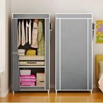 Closet Dobrável com Capa em Tecido Impermeável e Divisórias Internas Aço Cinza