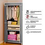 Closet Dobrável com Capa em Tecido Impermeável e Divisórias Internas Aço Cinza