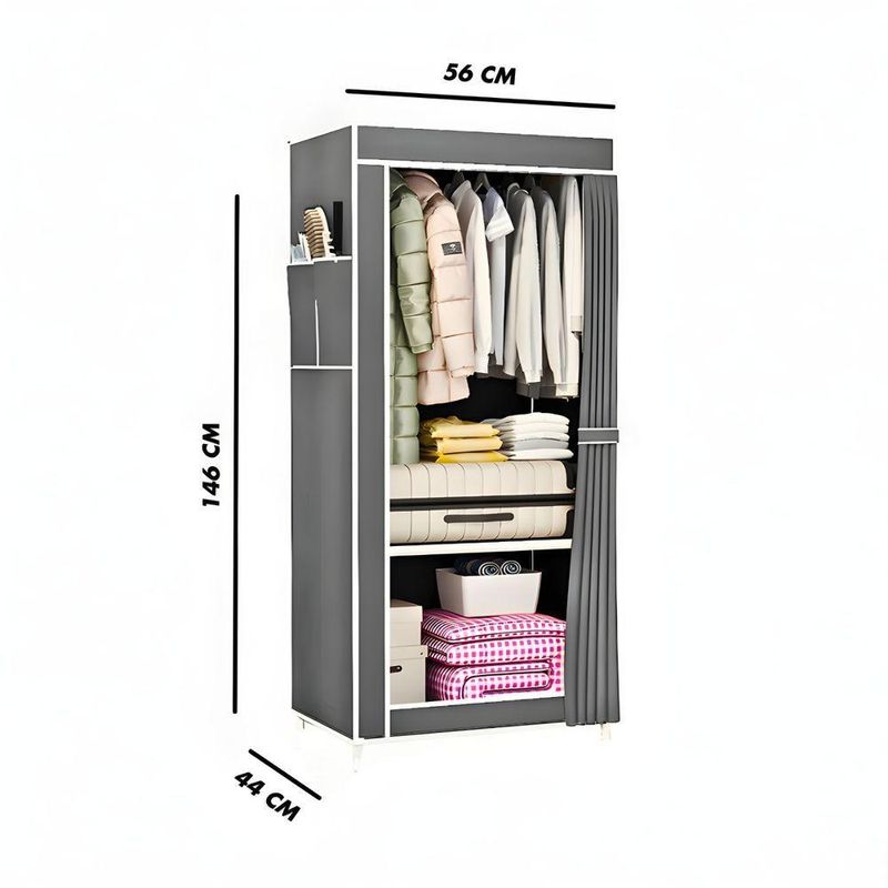 Closet Dobrável com Capa em Tecido Impermeável e Divisórias Internas 56CM Cinza