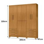 Cômoda 4 Gavetas New E Guarda Roupa Casal Londres Carvalho Americano Tx -incorplac