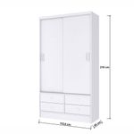 Roupeiro Casal Em Mdp Com 2 Portas E 4 Gavetas Percasa Branco