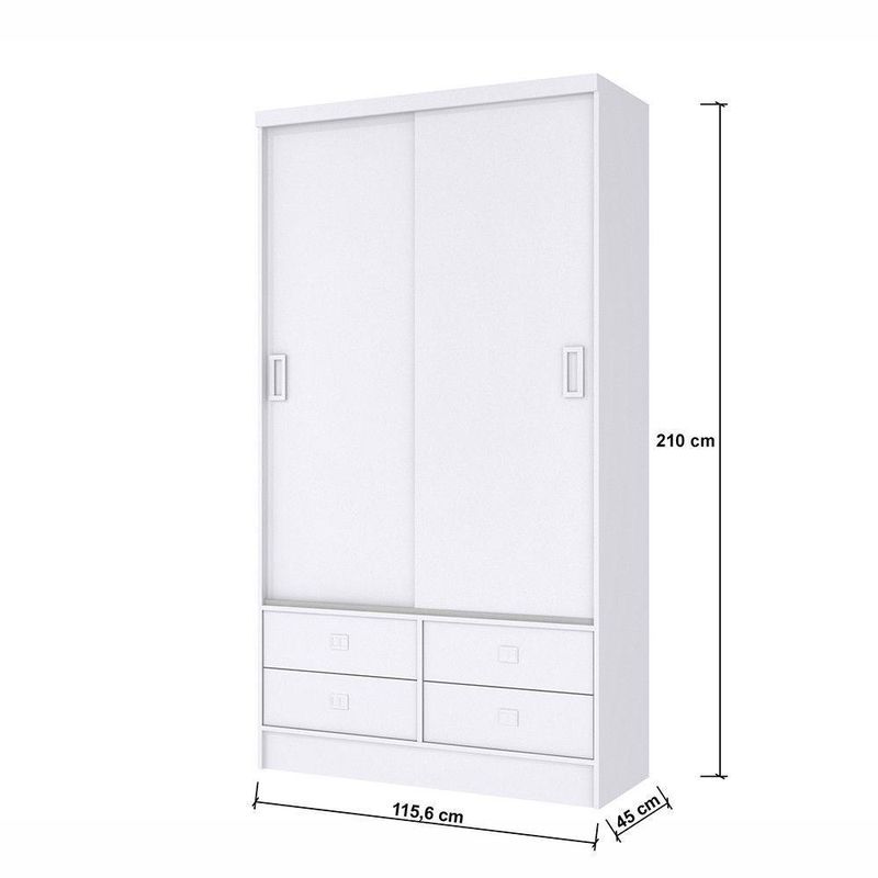 Roupeiro Casal Em Mdp Com 2 Portas E 4 Gavetas Percasa Branco