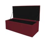Calçadeira com Baú Espanha 90CM Solteiro Corino Madeira Vermelho Gat Magazine