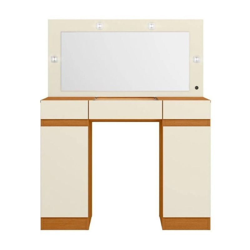Penteadeira 2 Portas 4 Gavetas Com Visor De Vidro Studio Cinamomo/off White