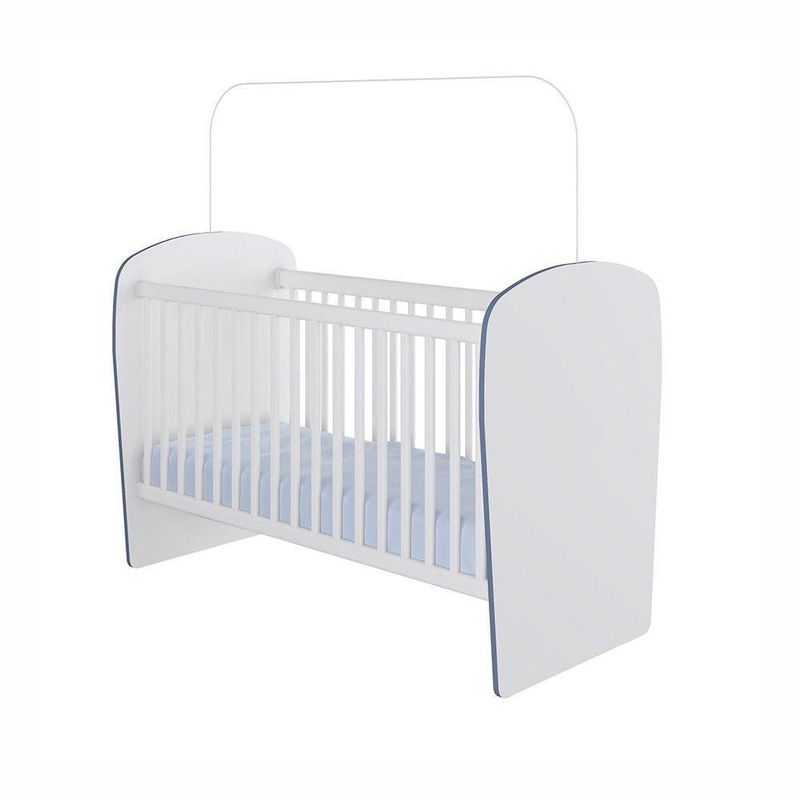 Berço Feito Em Mdp 15mm Com Bordas Em Pvc Percasa Branco Com Azul