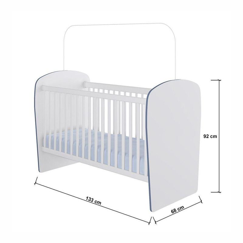 Berço Feito Em Mdp 15mm Com Bordas Em Pvc Percasa Branco Com Azul