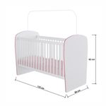 Berço Feito Em Mdp 15mm Com Bordas Em Pvc Percasa Branco/rosa