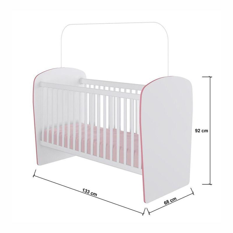 Berço Feito Em Mdp 15mm Com Bordas Em Pvc Percasa Branco/rosa