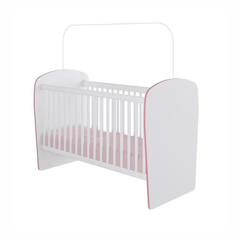 Berço Feito Em Mdp 15mm Com Bordas Em Pvc Percasa Branco/rosa
