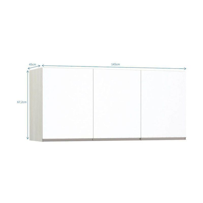 Maleiro Ponte Casal 3 Portas 145Cm Crema Com Branco Mat