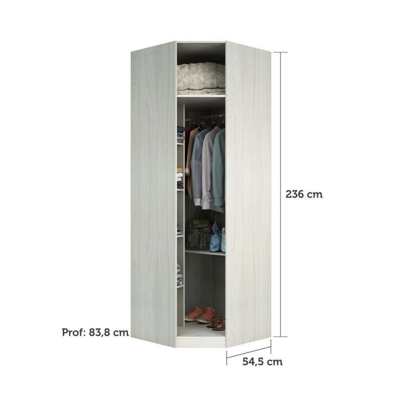 Guarda Roupa 83,8cm 5 Prateleiras 1 Cabideiro Legno Crema