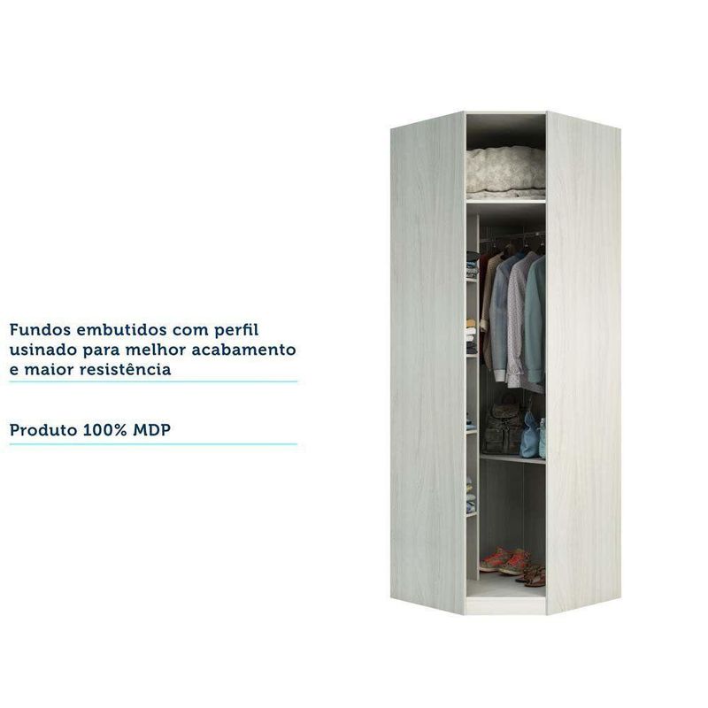 Guarda Roupa 83,8cm 5 Prateleiras 1 Cabideiro Legno Crema