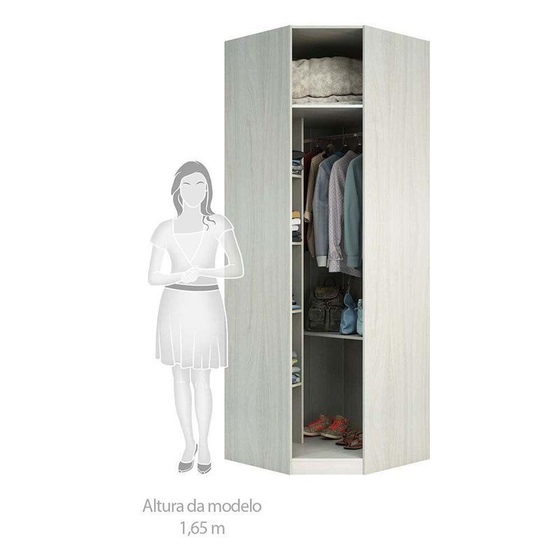 Guarda Roupa 83,8cm 5 Prateleiras 1 Cabideiro Legno Crema