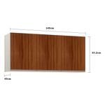 Maleiro Ponte Casal 3 Portas 145Cm Crema C/ Dourado