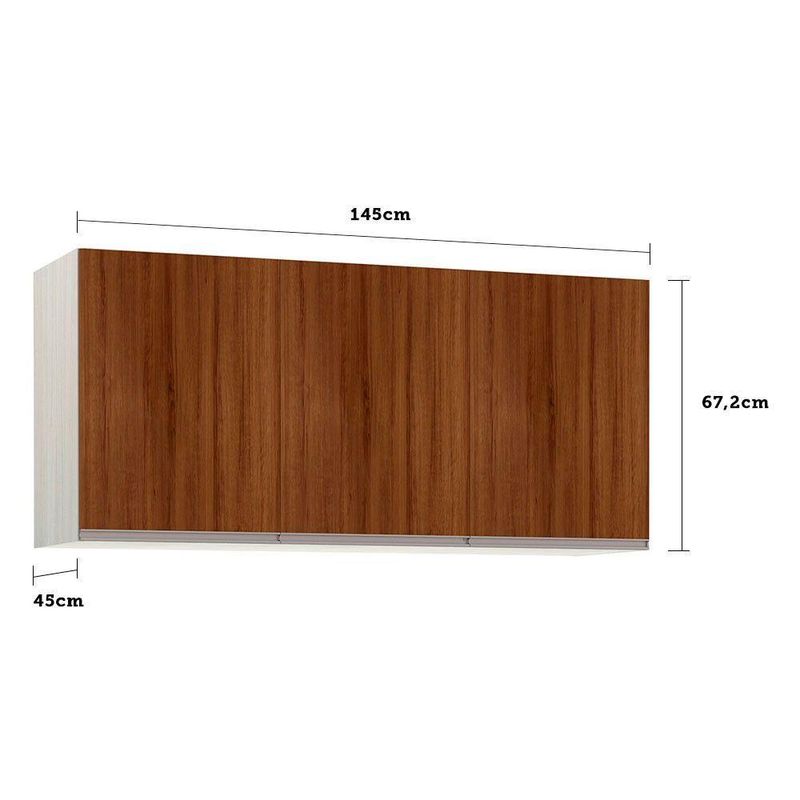 Maleiro Ponte Casal 3 Portas 145Cm Crema C/ Dourado
