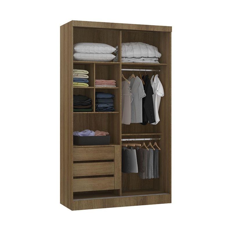 Guarda Roupa Modulado Veneza 2 Portas de Correr 3 Gavetas Avelã Pf-arenas Pf