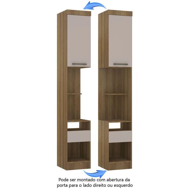 Mesa Cabeceira Alta 38cm 1Porta 1Gaveta Paris Avelã Cinammon